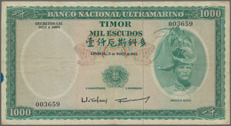 Timor: 1000 Escudos 1968, P.30, Lightly Toned Paper With Several Folds. Condition: F/F+ - Timor