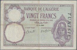 Tunisia / Tunisien: 20 Francs 1941, P.6b, Still Nice With A Few Folds And Minor Spots. Condition: F+ - Tunesien