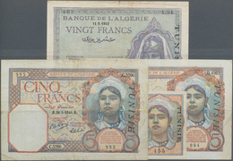 Tunisia / Tunisien: Banque De L'Algérie - TUNISIE, Set With 4 Banknotes 2x 5 Francs 1941 P.8 (F/F+), - Tusesië