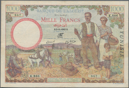 Tunisia / Tunisien: Banque De L'Algérie 1000 Francs 1942 With "TUNISIE" Overprint At Right On Algeri - Tusesië