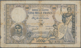 Tunisia / Tunisien: 5000 Francs 1942, P.21, Toned Paper With Small Margin Splits And Small Holes And - Tusesië