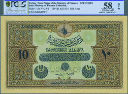 Turkey / Türkei: Rare Specimen Banknote Of 10 Livres ND(1918) AH1334, RS-3-1, With German Specimen P - Turquia