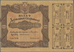 Ukraina / Ukraine: 200 And 1000 Hryven 1918, P.14, 15 In F/F+ Condition. (2 Pcs.) - Ukraine