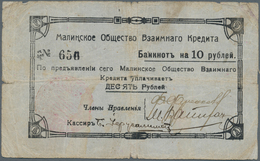 Ukraina / Ukraine: Malin Society Mutual Credit (Малинское  Общество  Взаимнаго  Кредита), 10 Rubles - Ucrania