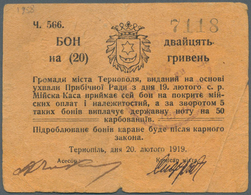 Ukraina / Ukraine: Community Of City Of Ternopil (Громади  мiста  Тернополя), 20 Hriven 1919 K.5.79. - Ucraina