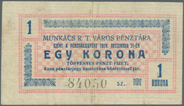 Ukraina / Ukraine: A  Varosi  Tanacs  A  Varos  Munkacs, 1 Korona 1919 P. NL, Used With Vertical And - Oekraïne