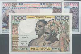 West African States / West-Afrikanische Staaten: Set With 3 Banknotes Comprising 1000 Francs ND Lett - Westafrikanischer Staaten