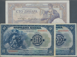 Yugoslavia / Jugoslavien: Kingdom Of Serbs, Croats And Slovenes Set With 3 Banknotes 2x 10 Dinara 19 - Jugoslawien