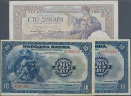 Yugoslavia / Jugoslavien: Kingdom Of Serbs, Croats And Slovenes Set With 3 Banknotes 2x 10 Dinara 19 - Joegoslavië