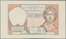 Yugoslavia / Jugoslavien: Kingdom Of Serbs, Croats And Slovenes 10 Dinara 1926 Uniface Front Proof, - Jugoslawien