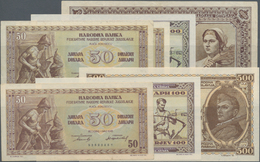 Yugoslavia / Jugoslavien: Set With 7 Banknotes Of The 1946 Issue With 3x 50, 2x 100, 500 And 1000 Di - Joegoslavië