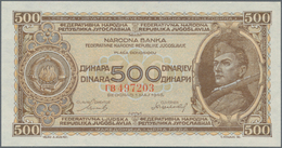 Yugoslavia / Jugoslavien: 500 Dinara 1946, P.66a Without Security Thread And Small Numerals, Tiny Di - Jugoslawien