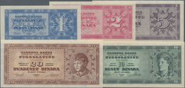 Yugoslavia / Jugoslavien: Set With 5 Banknotes Of The Unissued 1950 Series With 1, 2, 5,10 And 20 Di - Jugoslavia