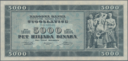 Yugoslavia / Jugoslavien: 5000 Dinara 1950 Unissued Series, P.67Y, Tiny Dint At Upper Left, Otherwis - Yugoslavia