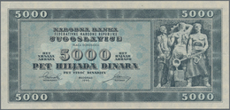 Yugoslavia / Jugoslavien: 5000 Dinara 1950 Unissued Series, P.67Y, Tiny Dint At Upper Left, Otherwis - Yougoslavie
