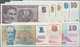 Yugoslavia / Jugoslavien: Lot With 8 Banknotes Of The “Novi-Dinar” Issue 1994-1999 With 1, 5 And 10 - Yugoslavia