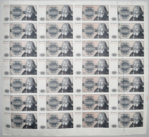 Testbanknoten: Complete Uncut Paper Sheet With 28 Notes "100" Bundesdruckerei ND(1980's), Intaglio P - Fiktive & Specimen