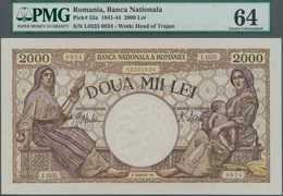 Romania / Rumänien: 2000 Lei 1941, P.53a, PMG Graded 64 Choice Uncirculated - Roemenië