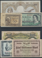 Alle Welt: Small Box With About 55 Banknotes Germany With Banknotes From The 1920's And Up, Some Fro - Other & Unclassified