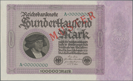 Deutschland - Deutsches Reich Bis 1945: 100.000 Mark 1923 MUSTER, Ro.82M, Mit KN A00000000 Und Rotem - Otros & Sin Clasificación