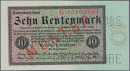 Deutschland - Deutsches Reich Bis 1945: 10 Rentenmark 1923 Muster, Ro.157M, Roter Überdruck "Muster" - Otros & Sin Clasificación