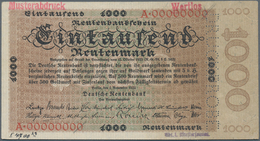 Deutschland - Deutsches Reich Bis 1945: 1000 Rentenmark 1923 Archivmuster, Ro.161M, Mit KN A00000000 - Otros & Sin Clasificación