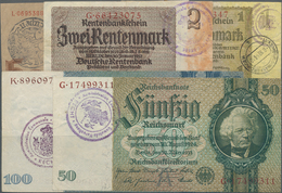 Deutschland - Deutsches Reich Bis 1945: Sehr Interessantes Lot Mit 17 Banknoten 1 Rentenmark Bis 100 - Otros & Sin Clasificación