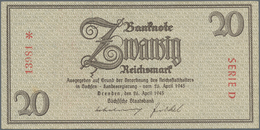 Deutschland - Deutsches Reich Bis 1945: Sächsische Staatsbank 1945, 20 Reichsmark, 26.4.1945, Serie - Other & Unclassified