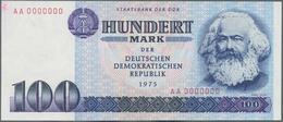 Deutschland - DDR: 100 Mark 1975 MUSTER Mit Seriennummer "AA 0000000", Mit Kleinem Roten Kreuz Oben - Andere & Zonder Classificatie