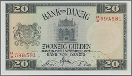Deutschland - Nebengebiete Deutsches Reich: Bank Von Danzig 20 Gulden 1937, Ro.844b In Perfekt Kasse - Autres & Non Classés