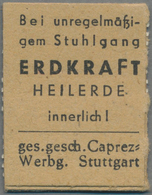 Deutschland - Briefmarkennotgeld: STUTTGART, Erdkraft Heilerde, Caprez-Werbung, 2 Pf. Kontrollrat Zi - Altri & Non Classificati