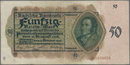 Deutschland - Länderscheine: Baden, Badische Bank, 50 Reichsmark, 11.10.1924, Einmal 6-stellige Und - Otros & Sin Clasificación