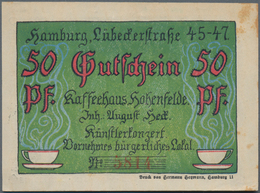 Deutschland - Notgeld - Hamburg: Hamburg, Kaffeehaus Hohenfelde, 50 Pf., O. D. - 1.4.1922, Mit KN, O - [11] Local Banknote Issues