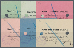 Deutschland - Notgeld - Westfalen: Gladbeck, Gemeindesparkasse, 1 (2), 2 (2), 3, 5 Mark, O. D., Unte - Otros & Sin Clasificación