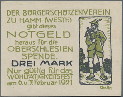 Deutschland - Notgeld - Westfalen: Hamm, Bürgerschützenverein, 3 Mark, 6./7.2.1921, Erh. II - Autres & Non Classés