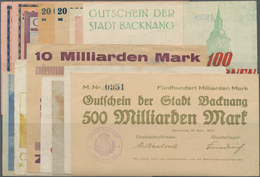 Deutschland - Notgeld - Württemberg: Backnang, Stadt, 5 (2), 10, 20 (2), 50, 100, 500 Mio., 5, 10, 2 - [11] Local Banknote Issues