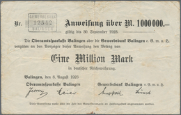 Deutschland - Notgeld - Württemberg: Balingen, Oberamtssparkasse Und Gewerbebank, 500 Tsd. Mark, 8.8 - [11] Local Banknote Issues