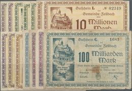 Deutschland - Notgeld - Württemberg: Fellbach, Gemeinde, 1 (B, F), 5 (A, C, E), 10 (H, L) Mio. Mark, - [11] Local Banknote Issues
