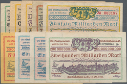 Deutschland - Notgeld - Württemberg: Friedrichshafen, Stadt, 100 Mio., 1, 5 (2, Gelb, Rot), 50 (2, P - [11] Local Banknote Issues