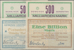 Deutschland - Notgeld - Württemberg: Gerstetten, Gemeinde, 100, 500 (2, Unterschiede Bei Ziffern) Mr - [11] Lokale Uitgaven