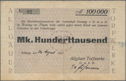 Deutschland - Notgeld - Württemberg: Kisslegg, Allgäuer Torfwerke GmbH, 100 Tsd. Mark, 24.8. (hschr. - [11] Local Banknote Issues