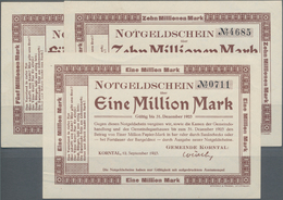 Deutschland - Notgeld - Württemberg: Korntal, Gemeinde, 1, 5, 10 Mio. Mark, 12.9.1923, Erh. I-II, To - [11] Emissions Locales