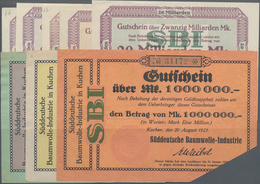 Deutschland - Notgeld - Württemberg: Kuchen, Süddeutsche Baumwoll-Industrie, 100, 500 Tsd., 1 Mio. M - [11] Local Banknote Issues