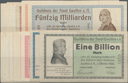 Deutschland - Notgeld - Württemberg: Lauffen, Stadt, 5, 10, 20, 200 Mio., 1, 10, 20, 50 Mrd. Mark, S - [11] Local Banknote Issues