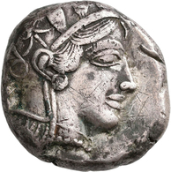 Attika: AR-Tetradrachme, Ca. 479-404 V. Chr., Athen, 17,12 G. Athenakopf Nach Rechts/Eule. Prüfhieb, - Griegas