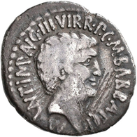 Marcus Antonius (31 V.Chr.): AR-Denar 41 V. Chr., Mit M. Barbatius Pollio, Heeresmünzstätte, 3,55 G, - Sonstige & Ohne Zuordnung