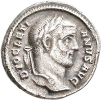 Diocletian (284 - 305): Argenteus, VIRTVS MILITIVM; 2,19 G, Kampmann 119.78, Sehr Schön. - Die Tetrarchie Und Konstantin Der Große (284 / 307)