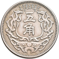 China: Lot 2 Münzen: Japanische Besetzung, 5 Chiao (50 Cent) Jahr 27 (1938), Meng Chiang (Innere Mon - Chine