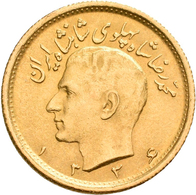 Iran - Anlagegold: Muhammad Reza Pahlavi Shah 1941-1979: ½ Pahlavi SH 1334 = 1955. KM# 1161, Friedbe - Iran