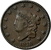 Vereinigte Staaten Von Amerika: 1828 1c USA Large Cent N-11 VF/XF. A Little Removable Verdigris In T - Other & Unclassified